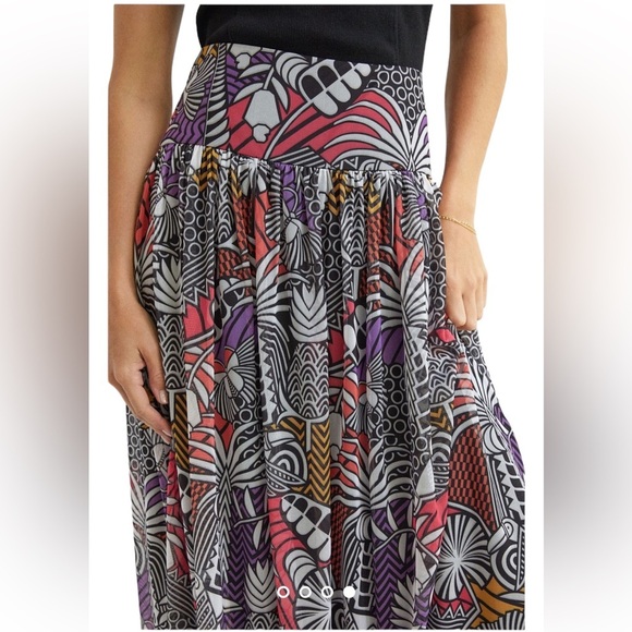 Farm Rio Maxi Skirt Medium Tropical Novelty Mesh Pineapple Anthropologie Resort - Picture 7 of 11